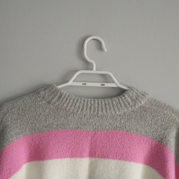 Bluenotes Women's Sz M Multicolored Striped Knit Crewneck Ribbed Stretch Sweater - Picture 6 of 10